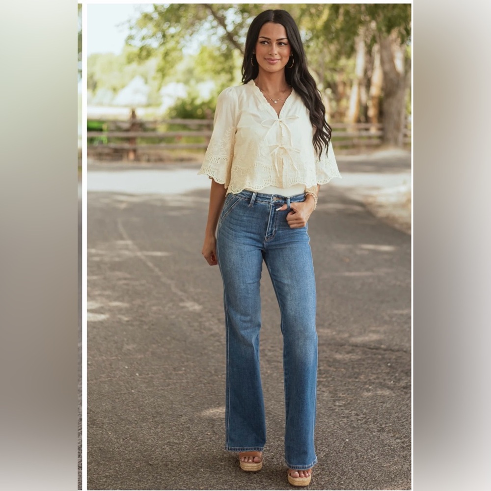 KanCan Medium Wash Wide Leg Trouser Jeans